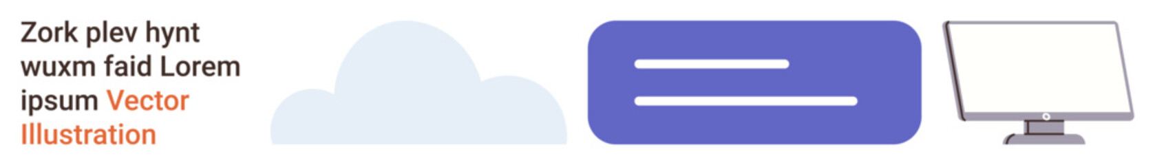 Fototapeta premium Cloud technology, user interface design, data storage, web development, technology services, IT infrastructure. Cloud icon next to a UI button and desktop monitor. Cloud technology and UI design