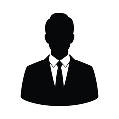 Silhouette of businessman in suit and tie.