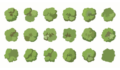 Top view landscape trees architectural flat vector collection for urban design © Md