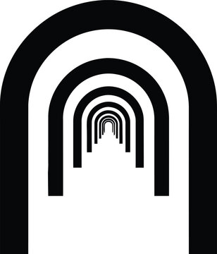 Minimalist Geometric Arch Tunnel- Flad, Vector, Illustration