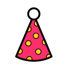 Vibrant pink party hat with polka dots for festive celebrations.
