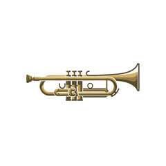 Naklejka premium Brass Trumpet Musical Instrument Isolated on White Background