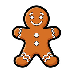 Cheerful Gingerbread Man Cookie Illustration for Christmas Holidays