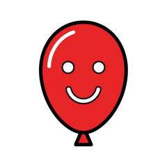 Red smiley face balloon icon on white background