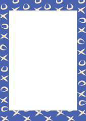 Creative Blue Photo Frame Featuring a Decorative Pattern of Cream Colored X and O Scribble Symbols Representing Hugs and Kisses for Romantic Greetings and Personal Social Media Posts