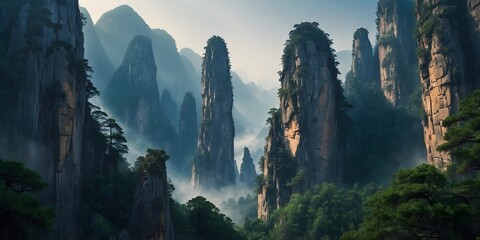 Towering peaks above cloud sea