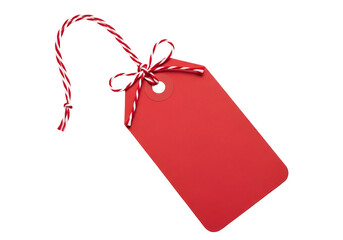 Red gift tag with string for present decoration or labeling