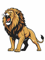 Obraz premium Roaring Lion Vector Illustration Mascot Design