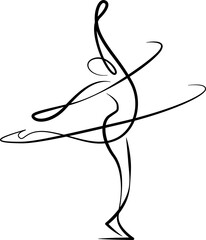 Obraz premium Hand drawn dancer in dynamic pose sketch style illustration isolated on transparent background