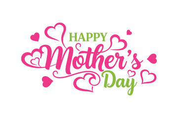 Fototapeta premium Mother's Day lettering adorned with hearts. Vector illustration. On a white backdrop.