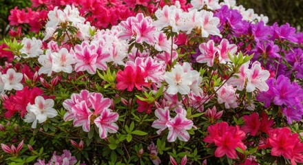 Colorful Azalea Bush in Full Bloom - A Springtime Delight.