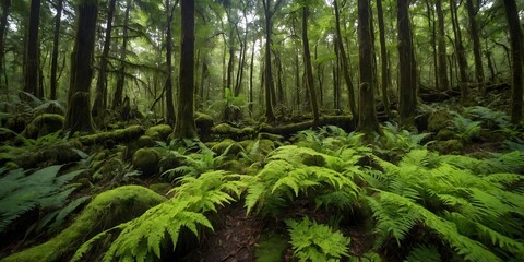 Green mossy ancient forest