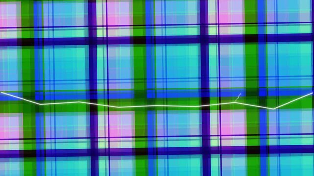 Vibrant plaid pattern with dynamic lines and colors