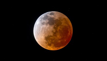 A close-up of a moon with a reddish hue against a black background (1)
