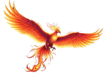 Obraz premium A large orange bird with wings spread wide isolated on transparent background