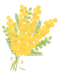 淡い黄色のミモザの花束