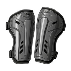A pair of black fox racing knee pads isolated on a white background