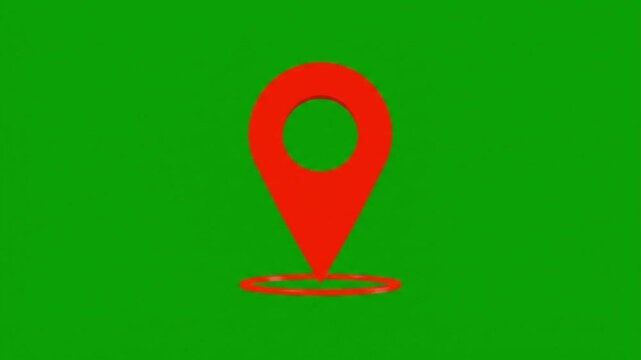 2D vector animation red map marker icon emerging in center smooth scaling entrance gentle bounce once subtle upward adjustment and settle clean modern flat UI graphic style perfect loop motion solid g