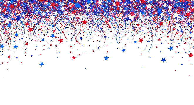 Independence day celebration on 4th july with patriotic crowd and american flags