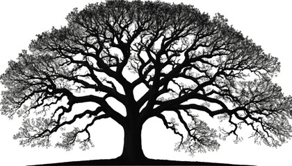 Obraz premium Black Tree Silhouette Vector Isolated on White Background PNG