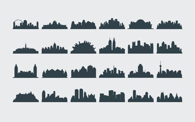 Obraz premium Silhouetted figures in various dynamic postures amidst abstract backgrounds