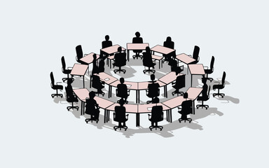 Collaborative team working together in a unified and interconnected manner