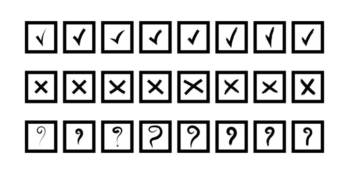 Check Mark Tick  Cross X Question Mark  Square Box Symbols Unicode Text Art Icons Collection Pack