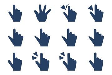 Obraz premium hand click flat icons set silhouette editable
