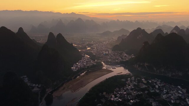 Stunning views over the Li River's karst landscape