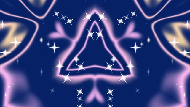 Kaleidoscope Patterns with Neon Shapes and Stars.