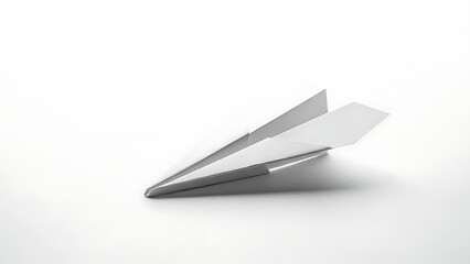 Naklejka premium Minimal White Paper Plane Floating in Studio Light.