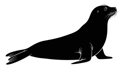 Silhouette of a sea lion looking up. © Yadi