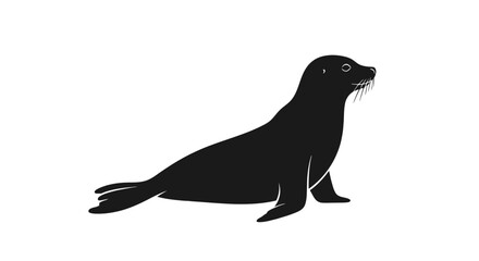Silhouette of a Seal on a White Background. © Yadi