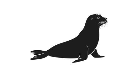 Silhouette of a seal on a white background. © Yadi