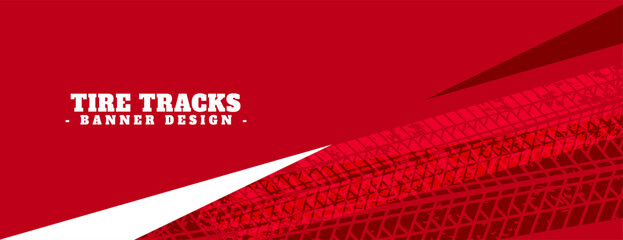 tire trace mark pattern red banner for sport car or bike © starlineart