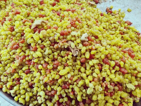 close up shot of sweet peas on bakery local pakistani and indian servings for any event like mehndi and shadi