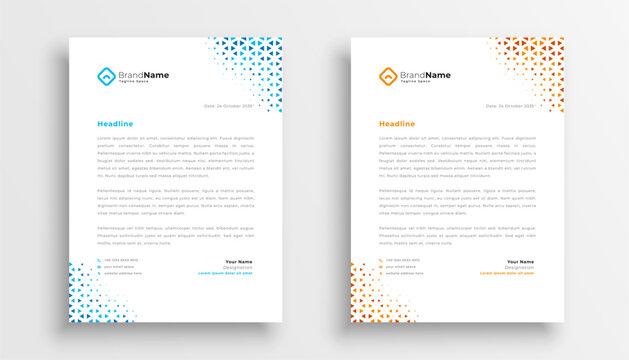 geometric style corporate letterhead template for company's identity
