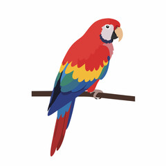 Obraz premium Colorful Cartoon Macaw Illustration Perched on a Branch Bird Clip Art