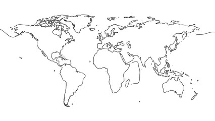 Fototapeta premium World Map Outline Illustration on White.