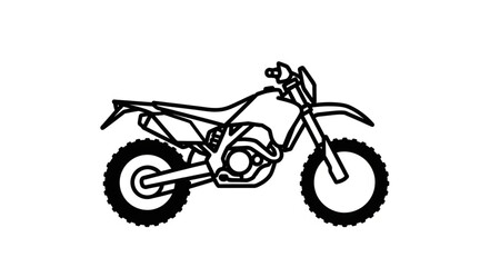 Fototapeta premium Black and white illustration of a dirt bike motorcycle.