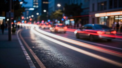 Fototapeta premium Modern transportation scene with fast vehicle reflections on blue asphalt