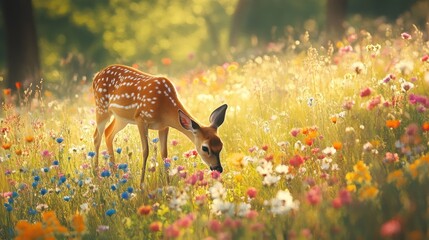 Fawn in a vibrant meadow (1)