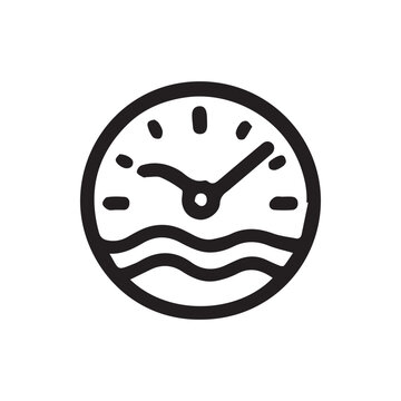 Simple Tide Clock Hand Drawn Icon for Marine and Coastal Themes