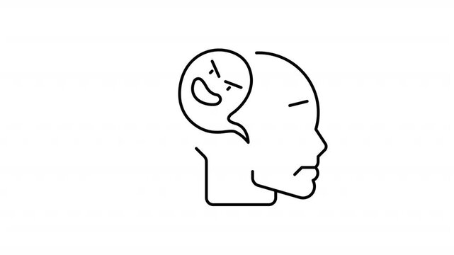 Schizophrenia and Mental Health Disorder Black Line Icon Showing Hallucination, Confusion and Psychological Imbalance Concept Symbol with Transparent Background for Healthcare, Therapy and Psychiatry.