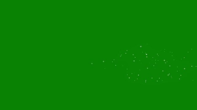 White glowing glitter trail, magic fairy dust, twinkling stars animation, sparkling particle path, elegant transition, Christmas glow on green screen chroma key 4K.