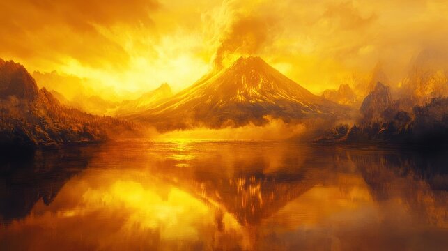 Fiery volcanic landscape