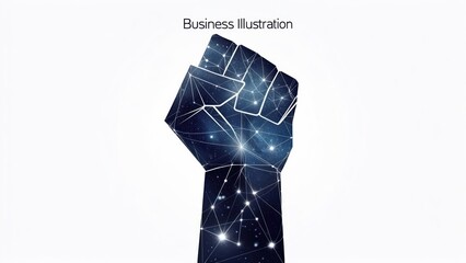 Fist illustration with cosmic design