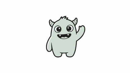 Fototapeta premium Cartoon monster creature with horns.