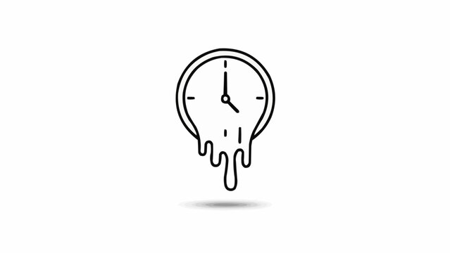 Melting clock icon with dripping effect.