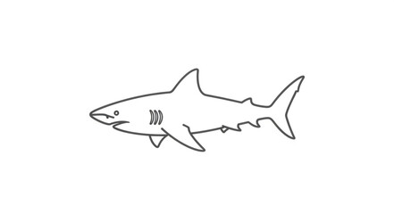 Obraz premium Simple outline drawing of a shark swimming.